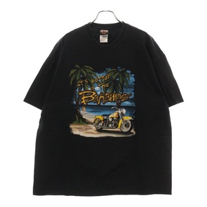 ヴィンテージ 00s HARLEY DAVIDSON Bahamas ハーレーダビッドソン バハマ 両面プリント クルーネック 半袖Tシャツ カットソー ブラック