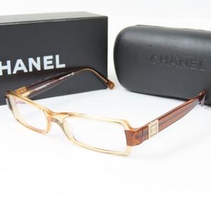 94309★1円スタート★CHANEL シャネル 極美品 アイウェア 度入り 眼鏡 ココマーク 3046-B 51□17 メガネ ラインストーン ブラウン