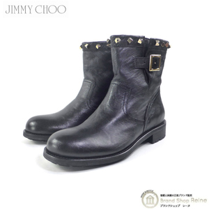 ジミーチュウ （JIMMY CHOO） スタッズ レザー ブーツ 靴 ＃36.5 ブラック（中古）