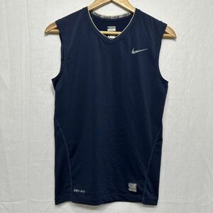 NIKE ナイキ PRO コンプレッション V ネック ノー スリーブ タンク トップ インナー メンズ M シャツ 紺 ネイビー b19540