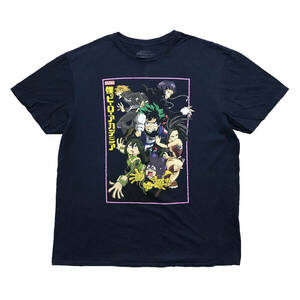 【980円スタート】USA 古着 半袖 Tシャツ FUNIMATION 僕のヒーローアカデミア アニメ 漫画 キャラクターTシャツ メンズL ネイビー BA1434