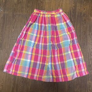 60s 70s VINTAGE LADIES INDIAN COTTON MADRAS CHECK SKIRT ビンテージ レディース マドラス チェック コットン スカート 古着 美品 USA