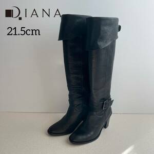 DIANA ダイアナ ロングブーツ ニーハイ 2way レザー 21.5cmジョッキー 黒 