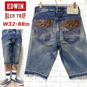 EDWIN BLUETRIP 503 エドウィン デニムショーツ レザーポケット