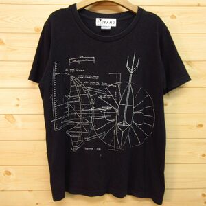 ◎岡本太郎 記念館 限定◆太陽の塔 設計図 Tシャツ 大阪万博 コレクター 半袖 カットソー◆メンズ 黒 Sサイズ◆A5484