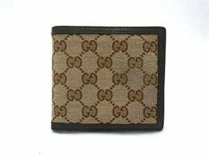 1円 GUCCI グッチ 150413 GG柄 GGキャンバス×レザー 二つ折り 財布 ウォレット 小銭入れ 札入れ レディース メンズ ブラウン系 FE2359