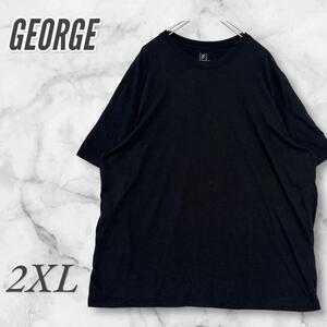 GEORGE ゴージ　Tシャツ/カットソー 半袖 無地 黒　2XL 古着　ラフ 2688