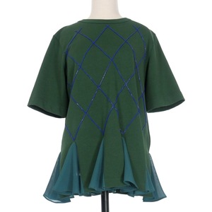 ミュベール muveil アーガイル刺繍カットソー Tシャツ 半袖 38 グリーン 緑 MA222UTS003 レディース