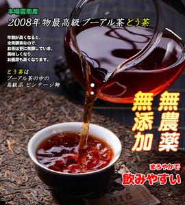 お茶 プーアル茶 中国茶 茶葉 2008年産 とう茶 約3.5g×45個 無農薬 無添加 本場雲南産 六大茶山ブランド