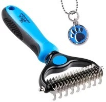 ペットグルーミングツール-両面アンダーレーキ Pet Grooming Tool - 2 Sided Undercoat Rake for Cats & Dogs