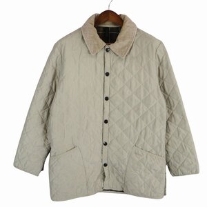 Barbour バブアー キルティングジャケット ヨーロッパ古着 カジュアル 襟切り替えし ライトグレー (メンズ L相当) 中古 古着 O4312