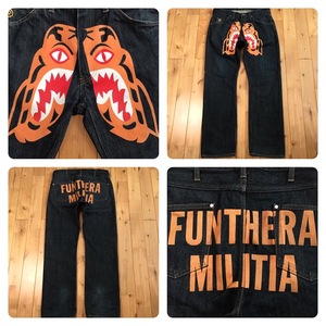 タイガー デニム パンツ Mサイズ a bathing ape BAPE Tiger Denim Pants エイプ ベイプ アベイシングエイプ ジーンズ yi1