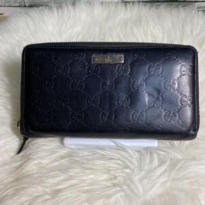 GUCCI グッチ ラウンドジップ 長財布 GG柄 シマレザー