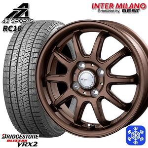 師岡 新品 冬セット RC10 14x4.5J 45 4H100 BR ブリヂストン VRX2 155/65R14インチ 等