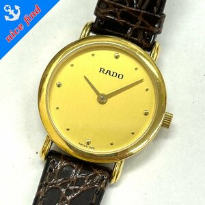 ◆ラドー RADO◆204.3591.2 クォーツ 腕時計 レディース ウォッチ ゴールド文字盤 レザーブレス 不動品
