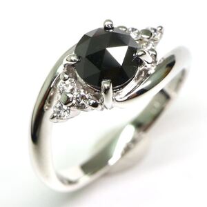 1円〜!!▲K18 天然ブラックダイヤモンド/天然ダイヤモンドリング▲J 約4.0g 約12.0号 black diamond ring 指輪 ED3/ED3 C249