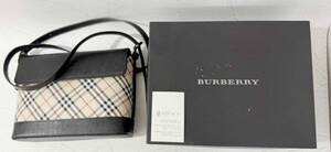 未使用 BURBERRY バーバリー ショルダーバッグ ブラックｘベージュ ノバチェック 西川産業 日本製 タグ元箱付き