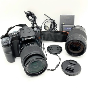 【AF-24】通電確認済　SONY　α100　DSLR-A100　Φ55　SAL75300　デジタル一眼レフカメラ　ボディ　レンズ　おまとめ3品　付属品付　現状品