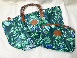 laura ashley/ローラアシュレイ トートバッグ&ポーチセット 防水 PVC加工 ハンドバッグ ボタニカル柄 花柄 グリーン 緑