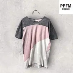 00s PPFM ピーピーエフエム 切替 Tシャツ L  rare 白 ピンク