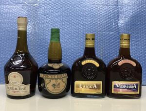 リキュール4本 DOM BENEDICTINE 750ml 40%/HERMES APRICOT BRANDY 720ml 35%/LAKKA 500ml 21%/MESIMARJA 500ml 21% 未開栓 4893g