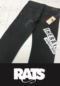 SALE！売り切り！タグ完備 20AW L RATS ペイント ブラックデニム パンツ ラッツ デニム ダメージ加工 セルビッチ 赤耳 