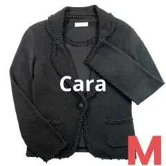 【Cara】★ニットアンサンブル★ジャケット×半袖★ビーズ★黒★上品