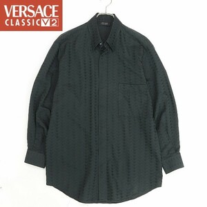 ◆VERSACE CLASSIC V2 ヴェルサーチ クラシック 総柄 長袖 ドレス シャツ 黒 ブラック 40