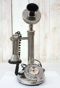 アンティーク　レトロ　当時物 ＊Vintage Telephone 縦型電話機　スタンド電話＊クローム　メッキ　 ＊詳細不明　 ＊インダストリアル