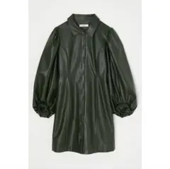 moussy フェイクレザー ワンピース グリーン