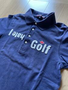 中古品★PEARLY GATES20周年記念　パーリーゲイツ20 TH　ANNIVERSARY☆I hate Golfポロシャツ紺色サイズ３