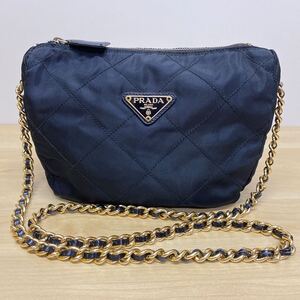 PRADA プラダ チェーン ショルダーバッグ ナイロン ブラック キルティング