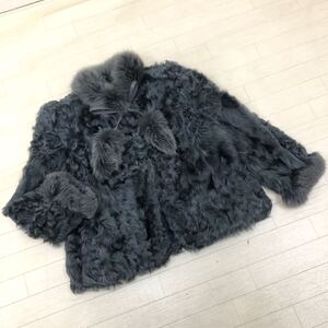 ※C-181 良品 NANAWA FUR 高級 本毛皮 FOX フォックス ムートン ラム コート 毛皮コート ハーフコート アウター 上着 レディース 11