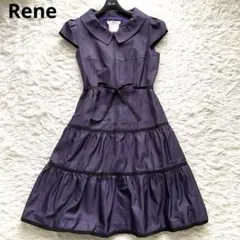 【美品】Rene TISSUE 襟付きティアードワンピース　ギンガムチェック