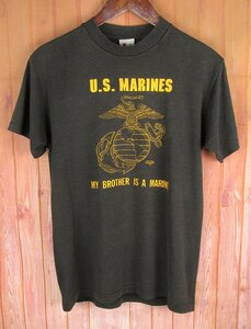 MST9811 SIGNAL シグナル 80s Tシャツ U.S.MARINES USA製 M ブラック系（クリックポスト可）