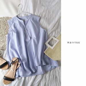 ハリス Harriss☆ストライプ柄 ノースリーブブラウス 36サイズ☆Ｍ-Ｓ3129