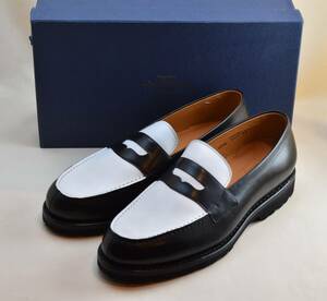 JALAN SRIWIJAYA ジャランスリワヤ フレンチサドルローファー BLACK CALF/WHITE CALF ビブラムソール 98998-5.5 24-24.5cm相当 未使用品