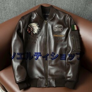 良い品質 レザージャケット カウハイド 本革 革ジャン バイクレザー ライダース 牛革 メンズファッション 機関車 アメカジ ハーレー S～5XL