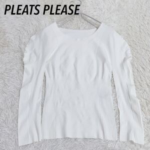 PLEATS PLEASE プリーツプリーズ　シームレスデザイントップス　 クルーネック　 カットソー　 ストレッチ　 長袖