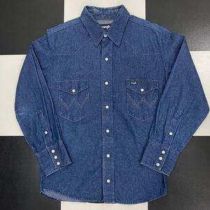 80s ラングラー デニム ウエスタン シャツ 16 1/2 wrangler denim western shirt x-long tails regular vintage ビンテージ ヴィンテージ