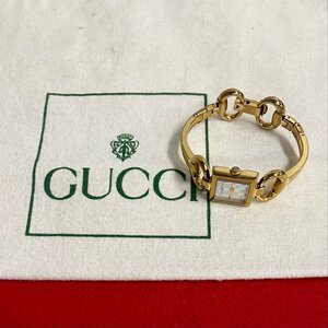 稼働品 極 美品 希少品 GUCCI グッチ トルナヴォーニ クォーツ 腕時計 ウォッチ アクセサリー レディース ゴールド ホワイト 54877