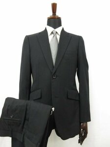 HH 【タケオキクチ TAKEO KIKUCHI】 ウール素材 シングル2ボタン スーツ (メンズ) size2 ブラック ストライプ織 ●27RMS7336