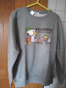 新品タグ付き　スヌーピー　PEANUTS SNOOPY 　トレーナー　Lサイズ　あったか　グレー　灰色