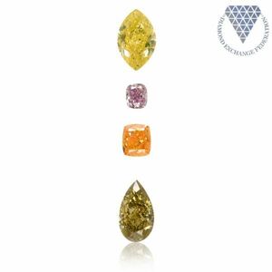 合計 0.74 ct 天然 カラー ダイヤモンド 4 ピース GIA 2 点 付 マルチスタイル / カラー FANCY DIAMOND 【DEF GIA MULTI】