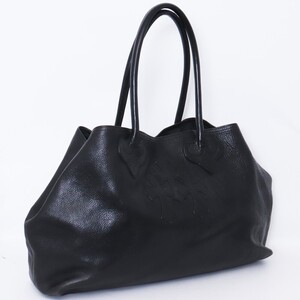 CHROME HEARTS レザートートバッグ 3セメタリークロスパッチ スナップ ブラック クロムハーツ レザー バック カバン tote bag W SNP 3CEME