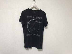 本物ディーゼルDIESELコットンプリント半袖TシャツメンズアメカジサーフミリタリービジネススーツM黒ブラック