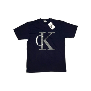 【送料無料】DEAD STOCK 90s CK Calvin Klein Jeans ロゴプリントTシャツ ネイビー vintage 古着 オールドスクール