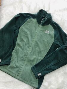 中古 THE NORTH FACE フリースジャケット ザ ノースフェイス レディース グリーン 緑 ジャケット 秋冬用 Lサイズ 登山 キャンプ 山 長袖