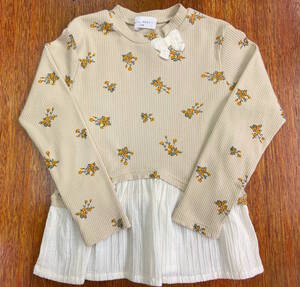 即決★新品タグ付 ウィルメリー WILL MERY 女児 子供★裾切り替え 花柄 長袖Tシャツ★120cm（7-8才目安）￥2530