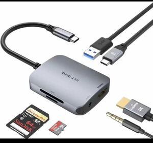 多機能6 in 1 USB Cドッキングステーション】4K@30Hz HDMIポート、USB 3.0ポート、100W PDポート